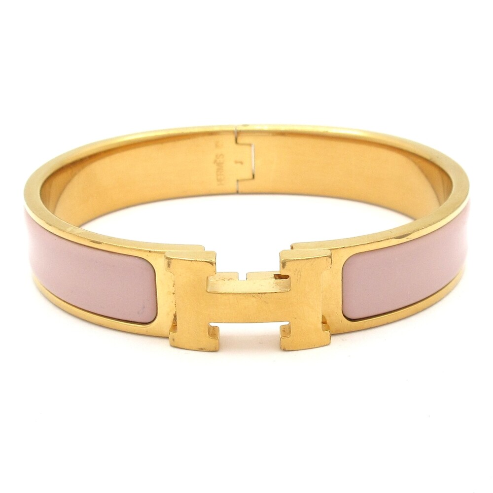 Hermès Clic Clac Bangle Gold Pink Hardware Ceramic